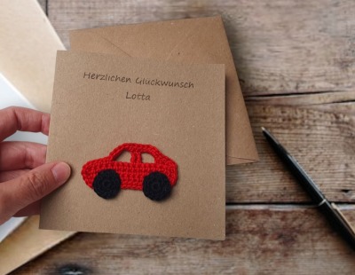 personalisierbare Auto Glückwunschkarte - Grusskarte zur bestandenen Führerscheinprüfung