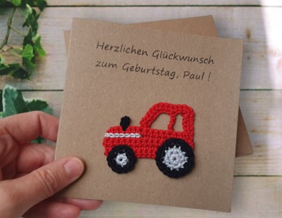 Traktor Glückwunschkarte zum Geburtstag oder Vatertag - Persönliche Karte für Kindergeburtstage