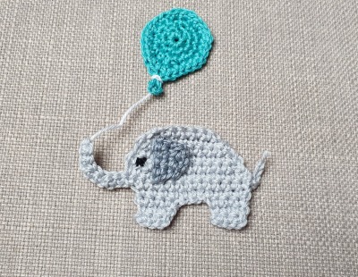 Elefant Mini Häkelapplikation mit oder ohne Luftballon - Elefanten Aufnäher für kreative
