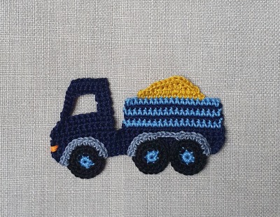 LKW Fahrzeug Häkelapplikation - gehäkelten Lastwagen-Applikation für Kinderkleidung, Schultüten