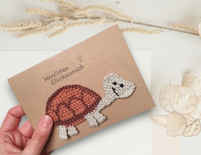 Handgemachte Schildkröten-Karte: Das perfekte Geschenk für Tierliebhaber - Diese süße Klappkarte