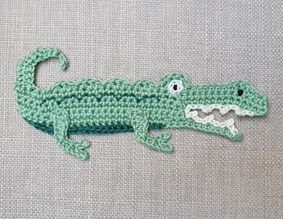 Krokodil Häkelapplikation - Gehäkelter Alligator-Patch aus 100% Baumwolle