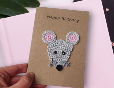 Maus Glückwunschkarte personalisierbar - Süsse Karte mit Maus zur Geburt, Geburtstag und als Geldg