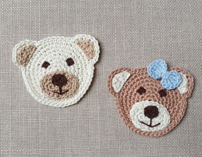 Bär Häkelapplikation - Teddybär Eisbär Aufnäher - Gehäkelter Bären Aufnäher - Wähle deine