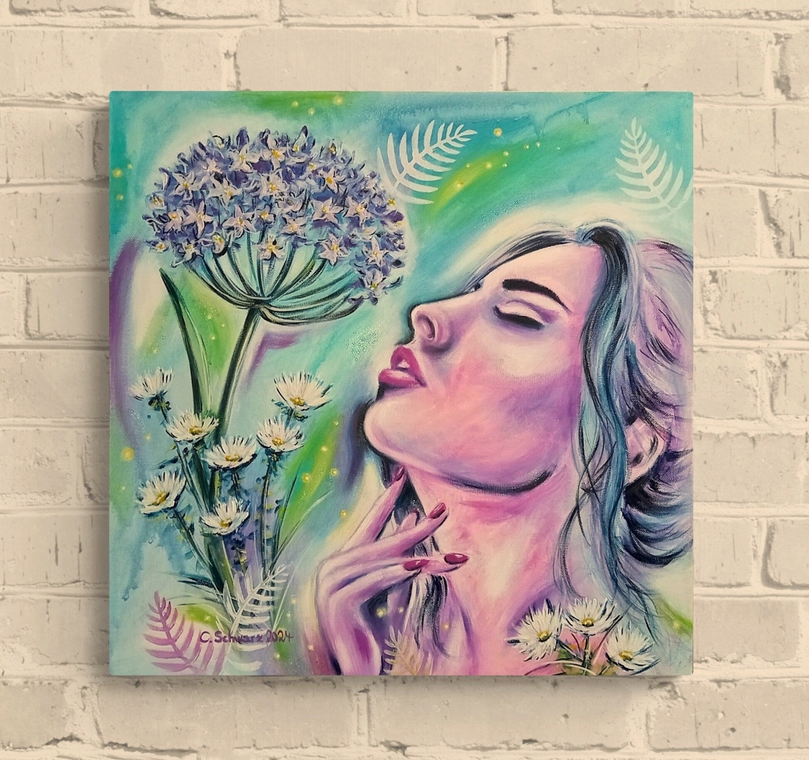 Agapanthus - Flower of Love: romantisches Frauenportrait mit Schmucklilie von Christiane Schwarz 4