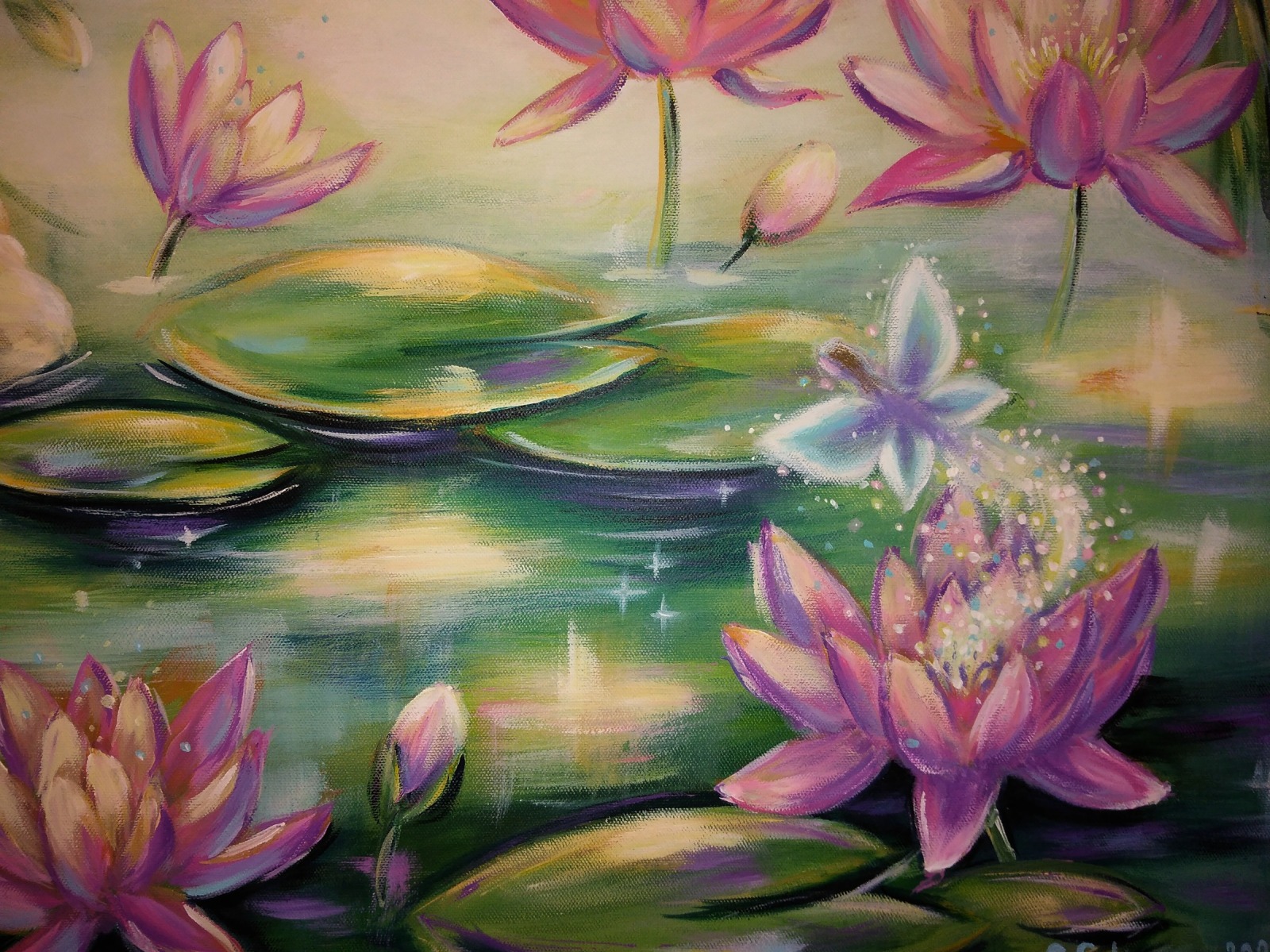 FAIRY POND - mystisches Acrylgemälde auf Leinwand von der Künstlerin Christiane Schwarz 8