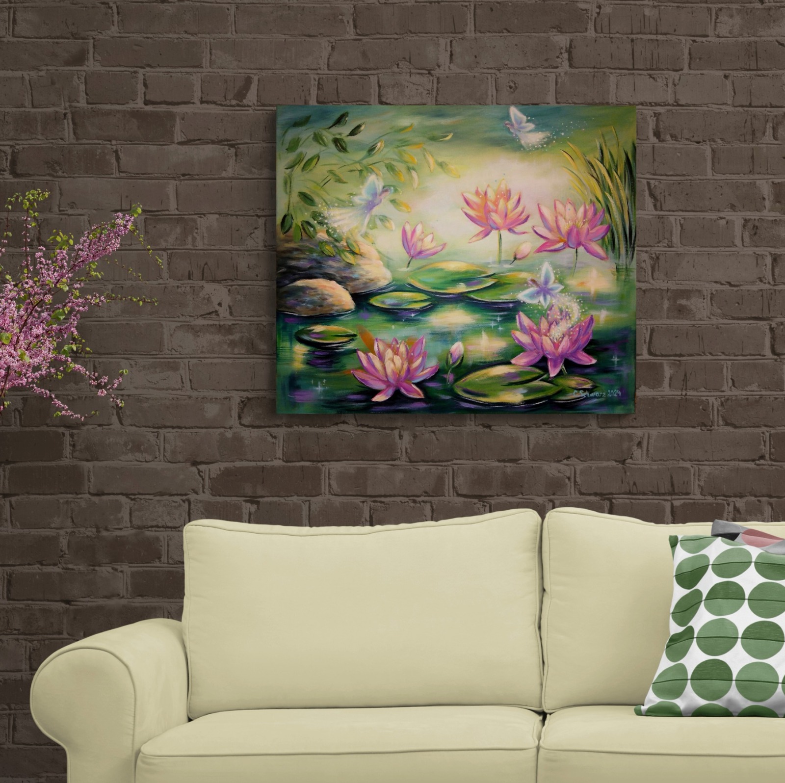 FAIRY POND - mystisches Acrylgemälde auf Leinwand von der Künstlerin Christiane Schwarz 4