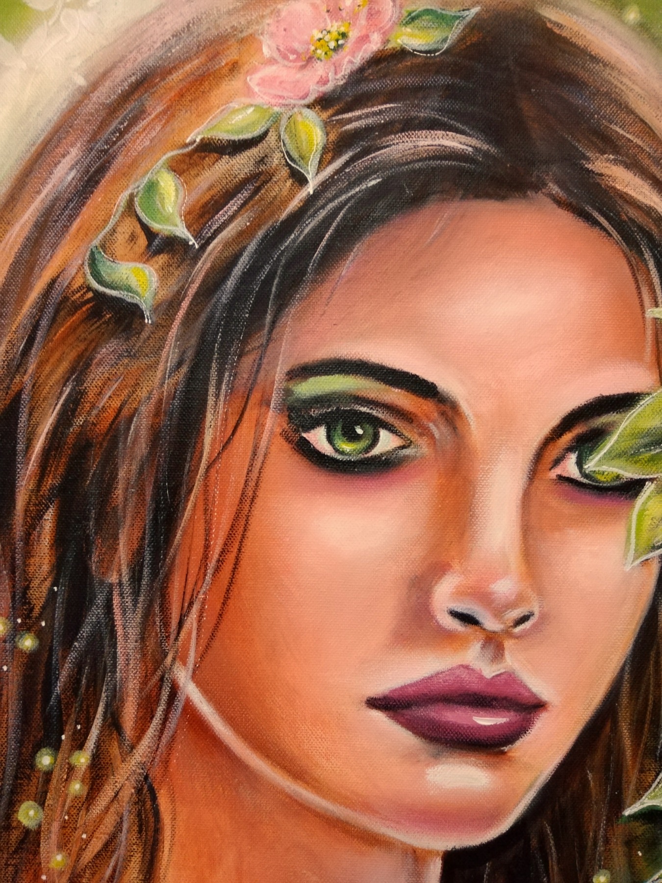 GREEN EYES OF NATURE - wunderschönes Kunstwerk auf Leinwand 50cmx70cm von der Künstlerin