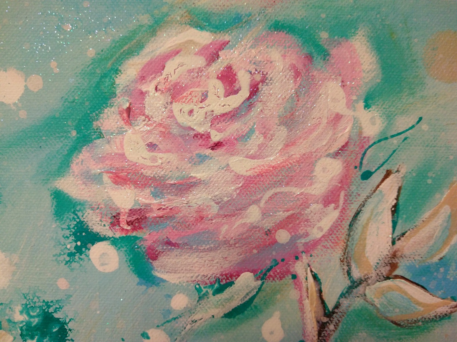 ICE ROSES - zauberhaftes winterliches Acrylgemälde mit Glitter von Christiane Schwarz 60cmx60cm 9