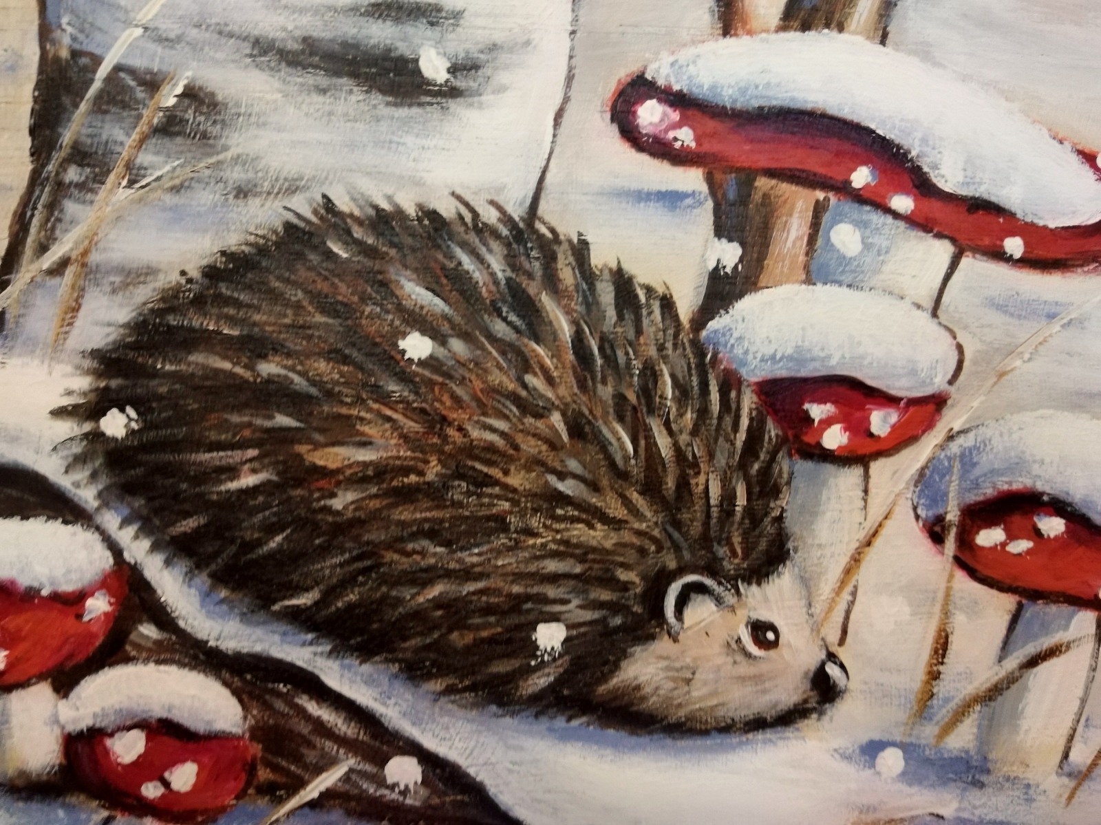 IGEL IM WINTERWALD - handbemalte Holzscheibe mit Wintermotiv von Christiane Schwarz 2