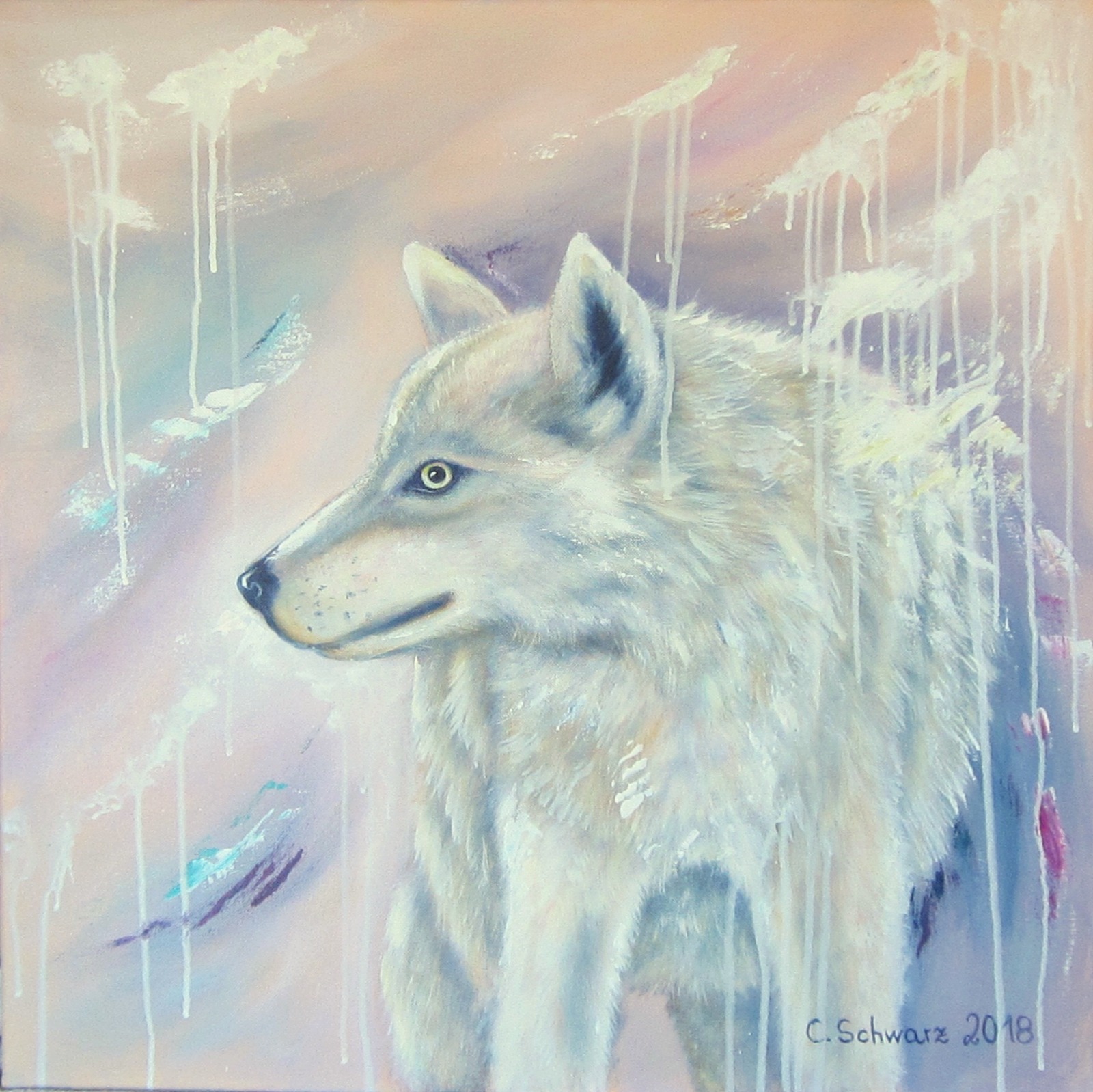 Acrylgemälde Die Wölfin - Kunst Abstrakt Bild Malerei Wolf 60cmx60cm 2