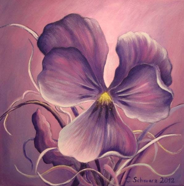 Acrylgemälde Mysterious Violet - Kunst Bild Veilchen Blumenbild Leinwand 30cmx30cm 2