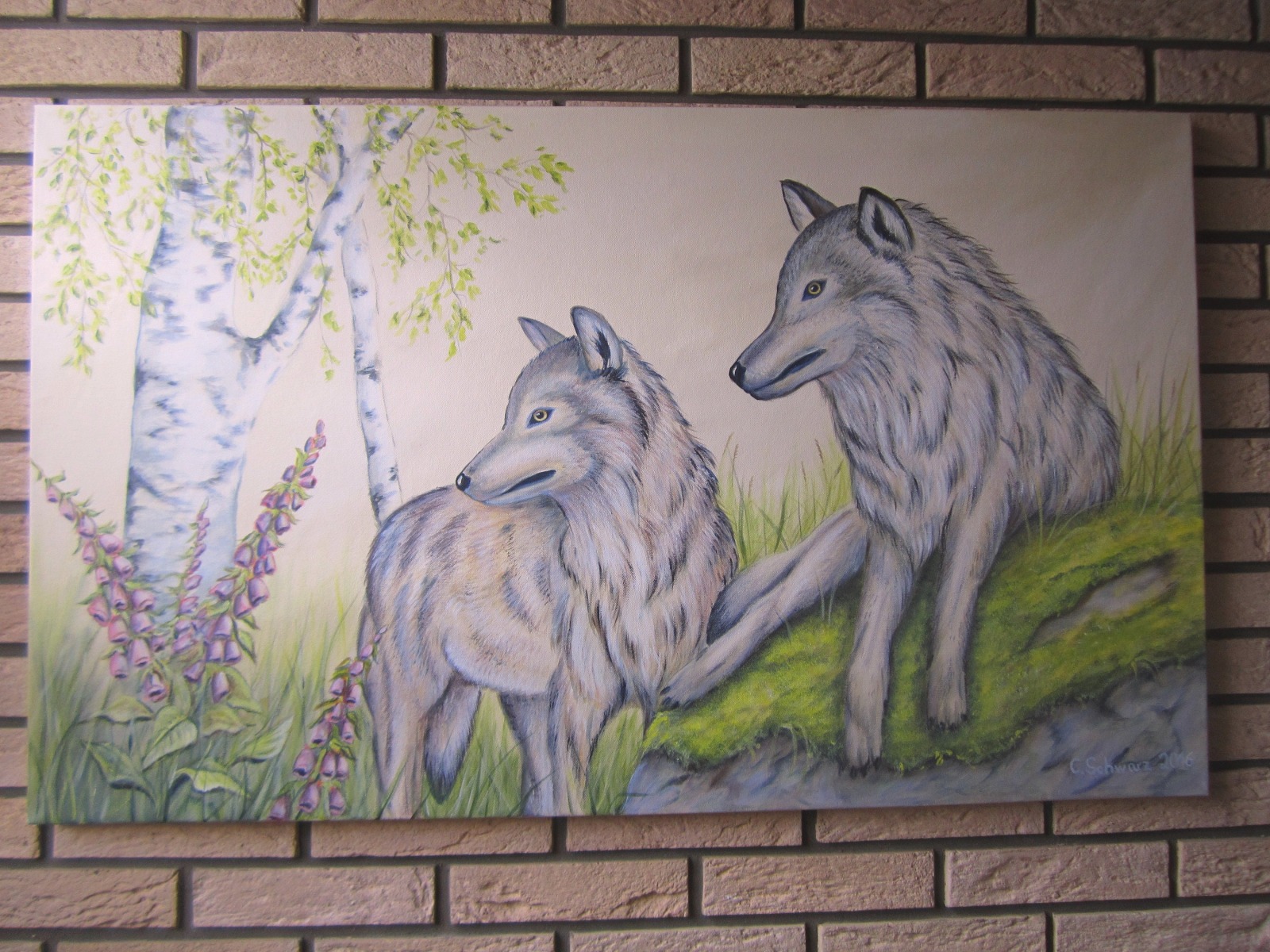 WOLFSPAAR - Acrylgemälde Kunst Bild Naturmalerei Wölfe Natur 100cmx60cm 6