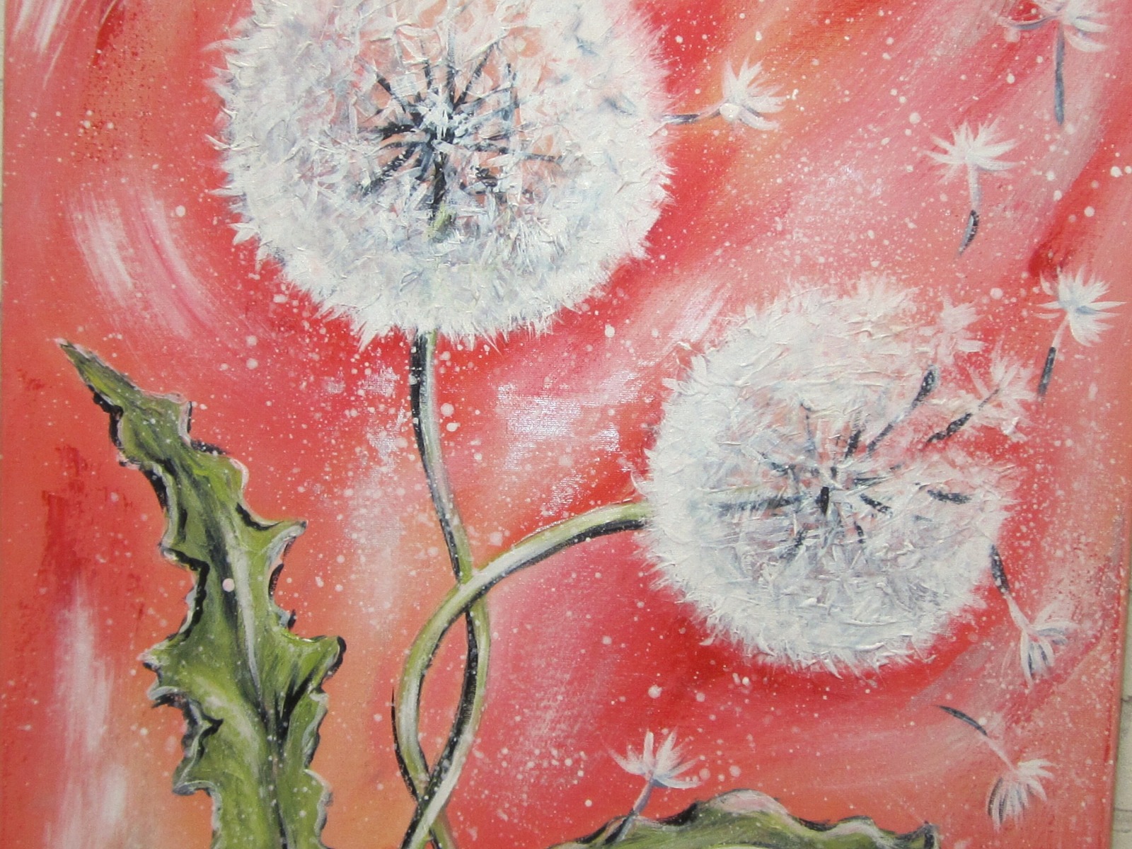 Acrylgemälde DANDELIONS IN LOVE - Kunst Bild Blumen Malerei Natur Leinwand 50cmx70cm - Künstlerin