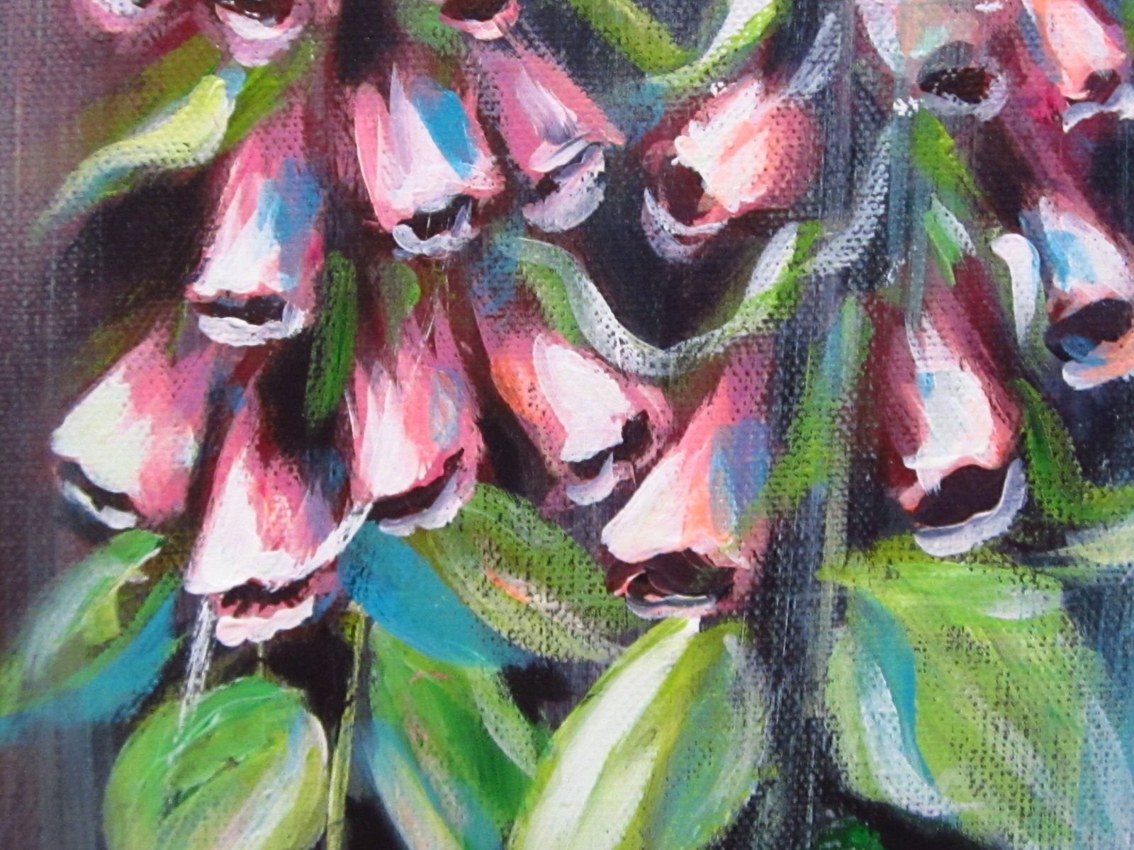 FOXGLOVES - abstraktes, handgemaltes Acrylgemälde mit Fingerhüten von Christiane Schwarz 3