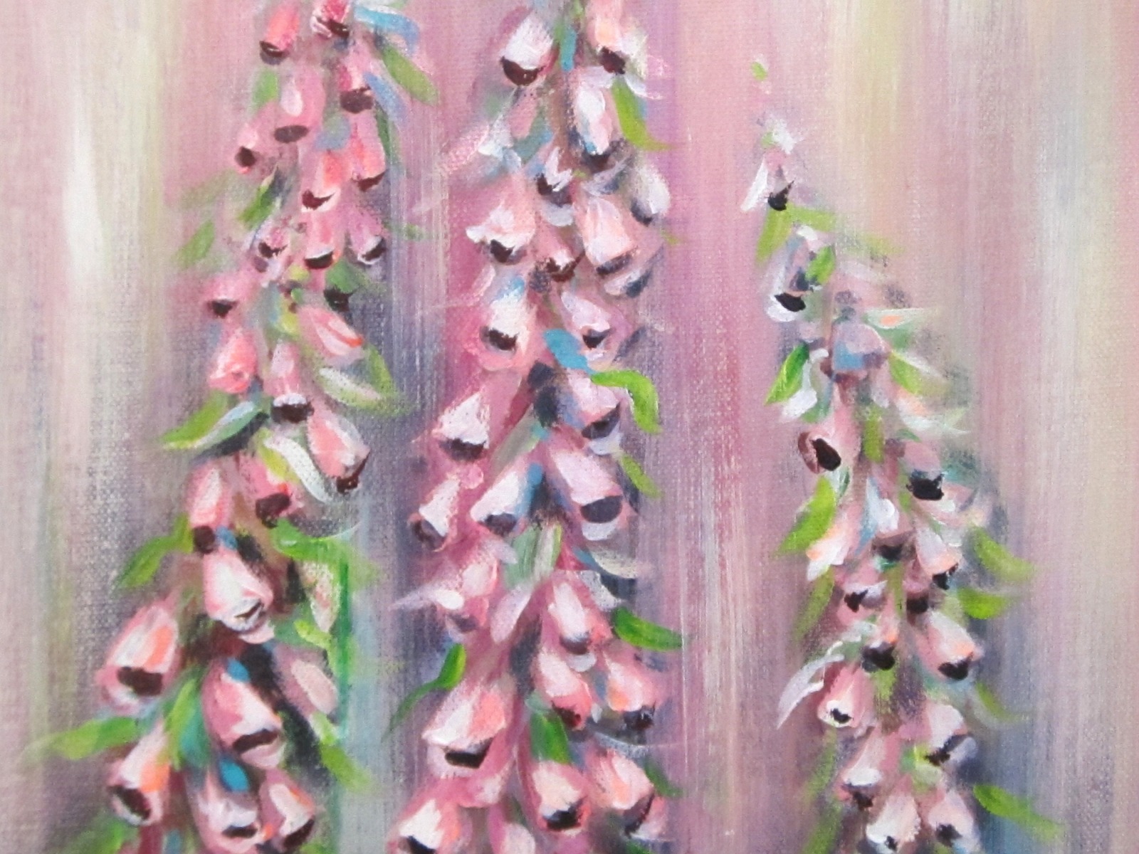 FOXGLOVES - abstraktes, handgemaltes Acrylgemälde mit Fingerhüten von Christiane Schwarz 4