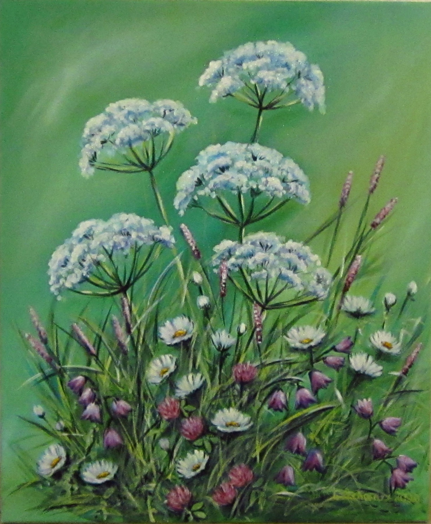 GLITZERNDE WIESENBLUMEN - wunderschönes Blumenbild mit irisierendem Glitter 50cmx60cm - Künstlerin