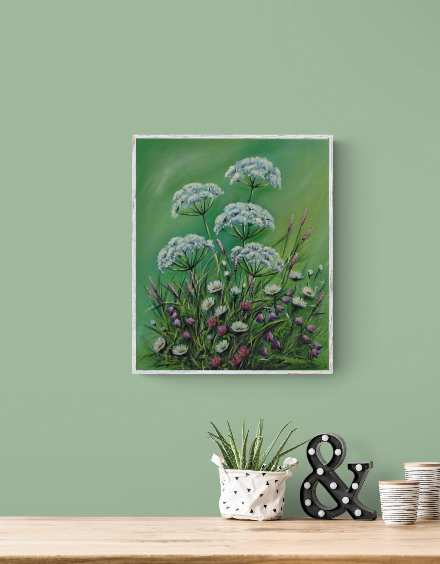 GLITZERNDE WIESENBLUMEN - wunderschönes Blumenbild mit irisierendem Glitter 50cmx60cm - Künstlerin