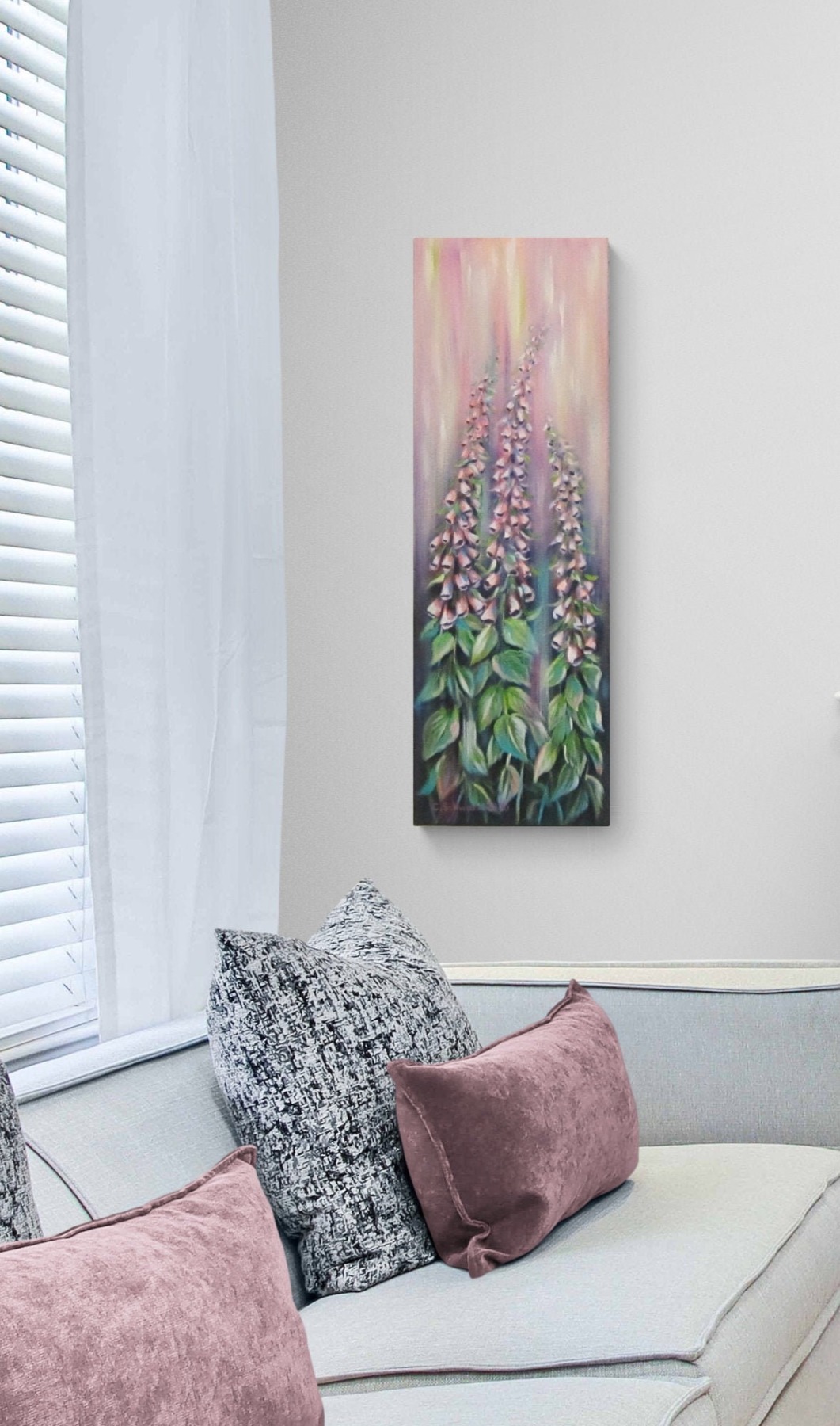 FOXGLOVES - abstraktes, handgemaltes Acrylgemälde mit Fingerhüten von Christiane Schwarz