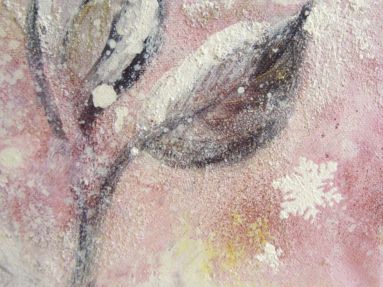 Mixed Media Bild FROSTIGE DAHLIEN 40cmx60cm - glitzerndes Blumenbild im Shabby Chic Look auf