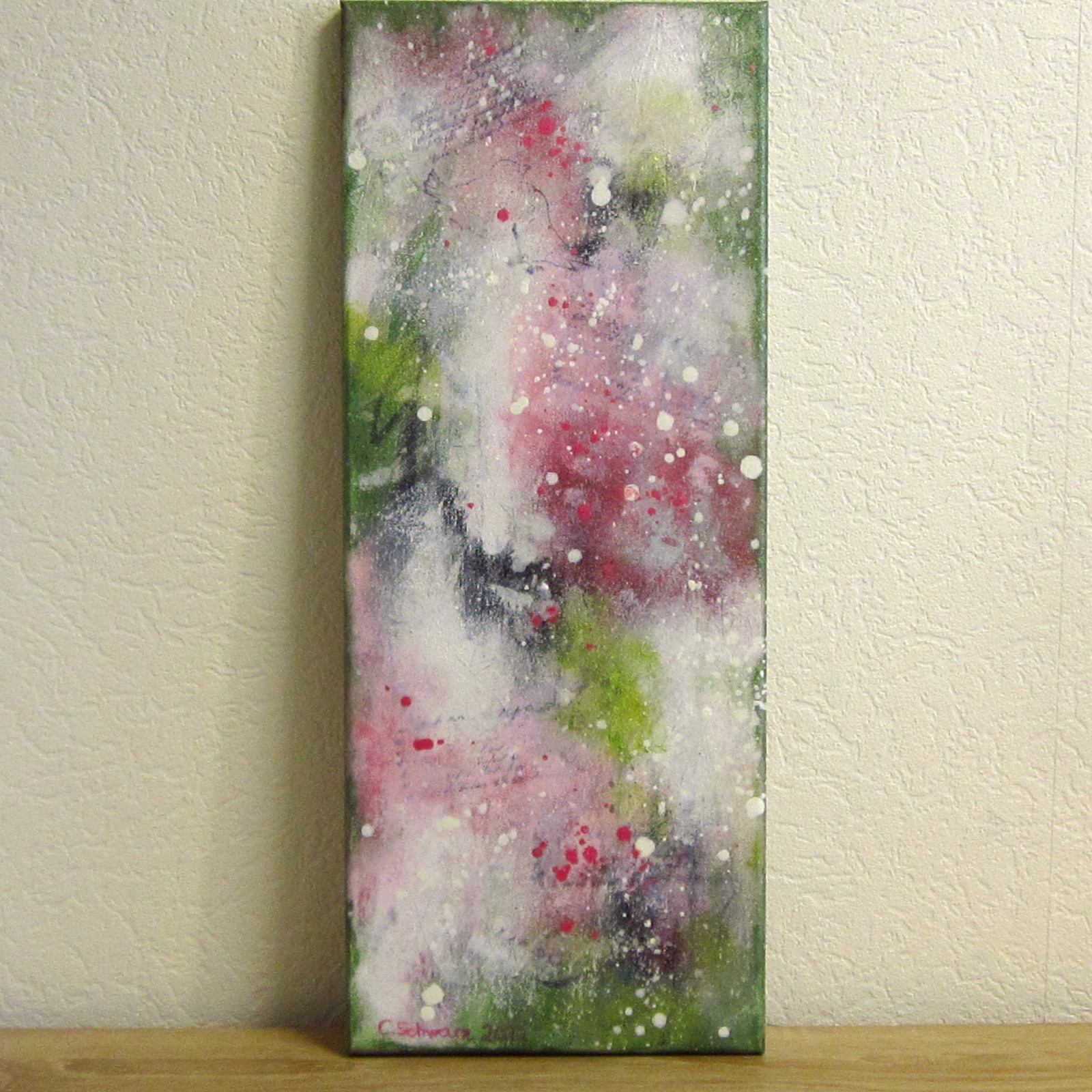 BLOOMING FOREST - abstrakte Acrylbilder 2-teiliges Set je 20cm breit und 50cm hoch, Künstlerin