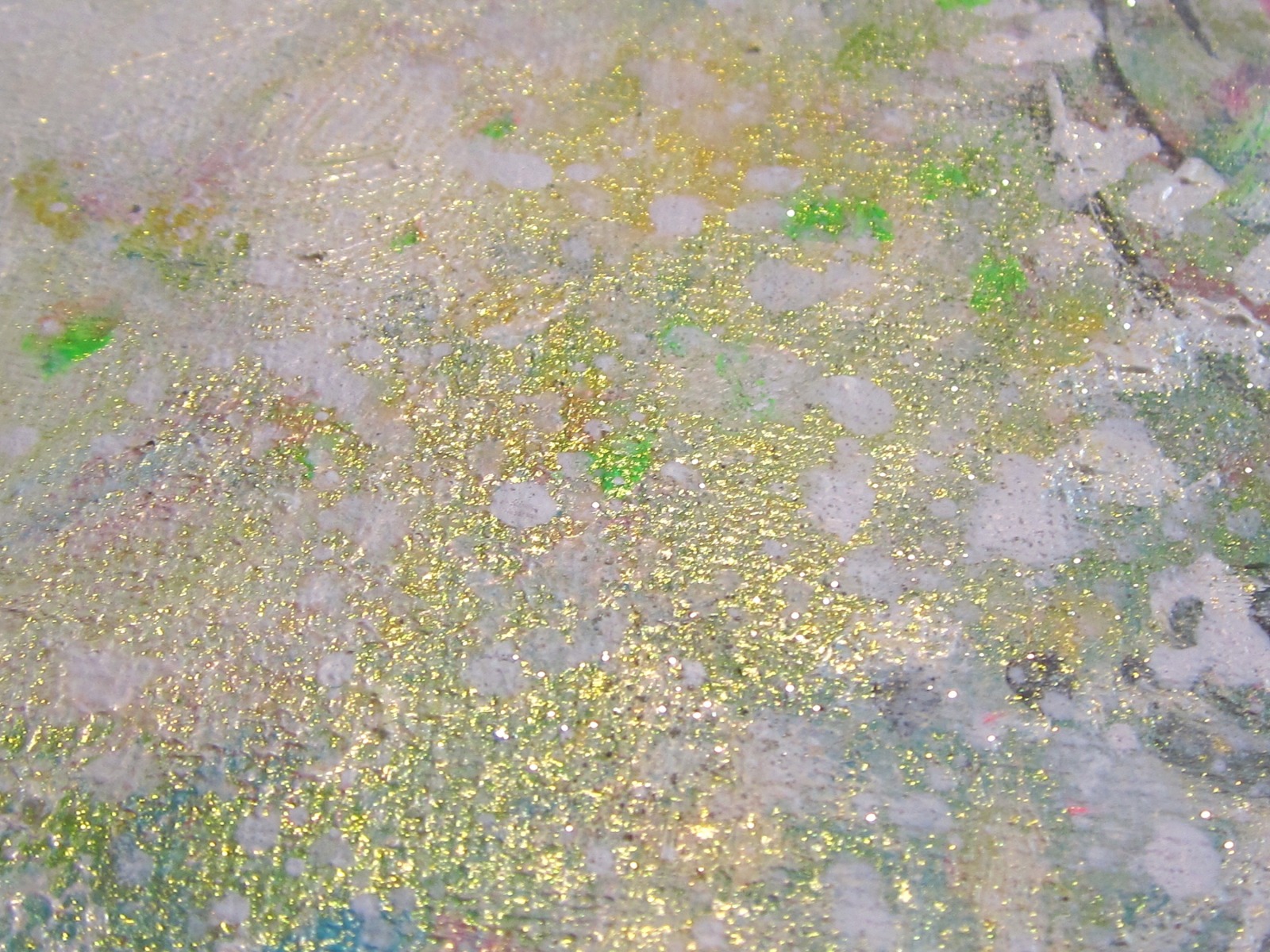 SPRING THOUGHTS - abstraktes Leinwandbild 20cmx50cm mit goldfarbigem Glitter- Christiane Schwarz 7