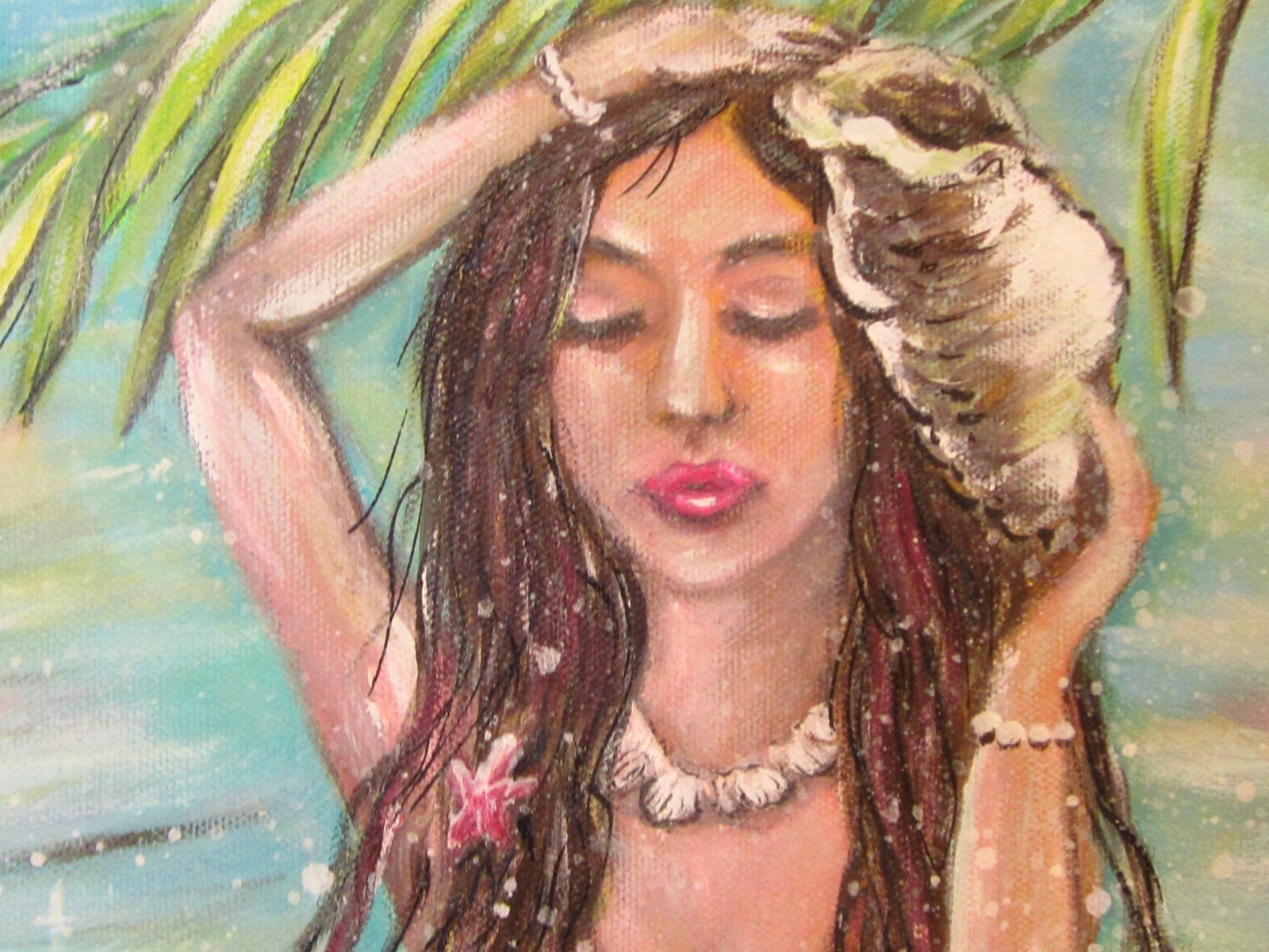 CARIBBEAN MERMAID - Acrylbild mit Meerjungfrau am Strand 60cmx60cm - Christiane Schwarz 8