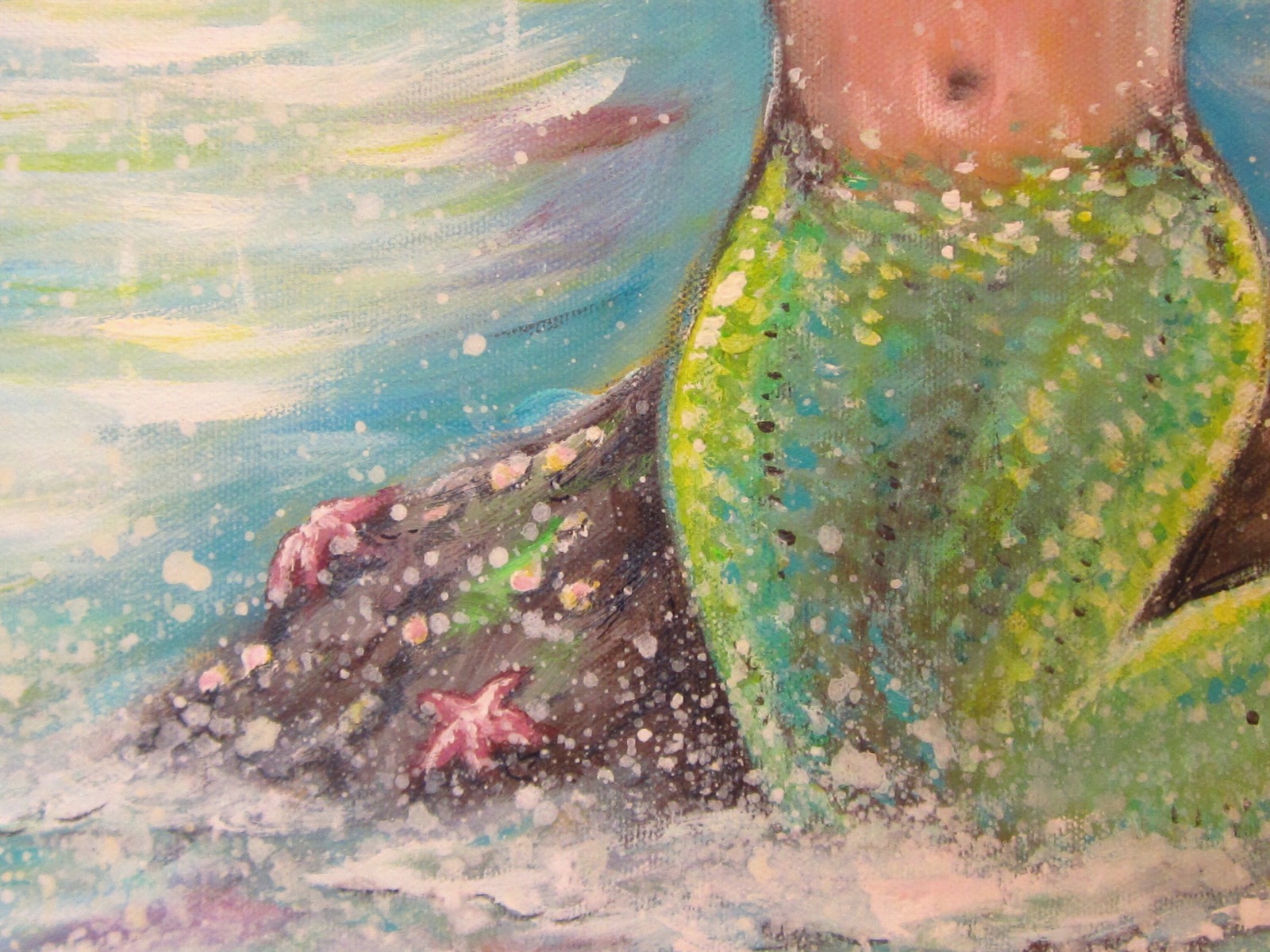 CARIBBEAN MERMAID - Acrylbild mit Meerjungfrau am Strand 60cmx60cm - Christiane Schwarz 9