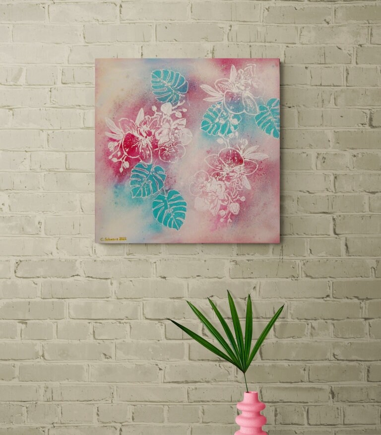 ZARTE ORCHIDEEN - modernes Orchideenbild auf Leinwand mit Glitter von Christiane Schwarz 5