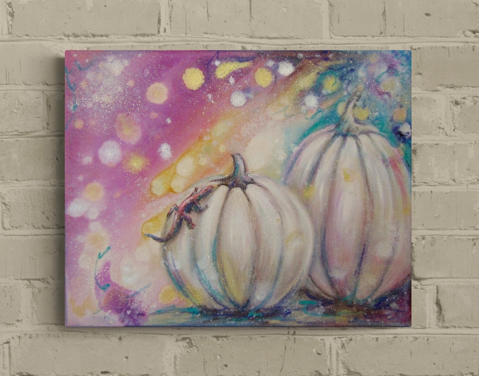 MAGICAL PUMPKINS - surrealistisches, herbstliches Bild mit Kürbissen und Eidechse 50cmx40cm