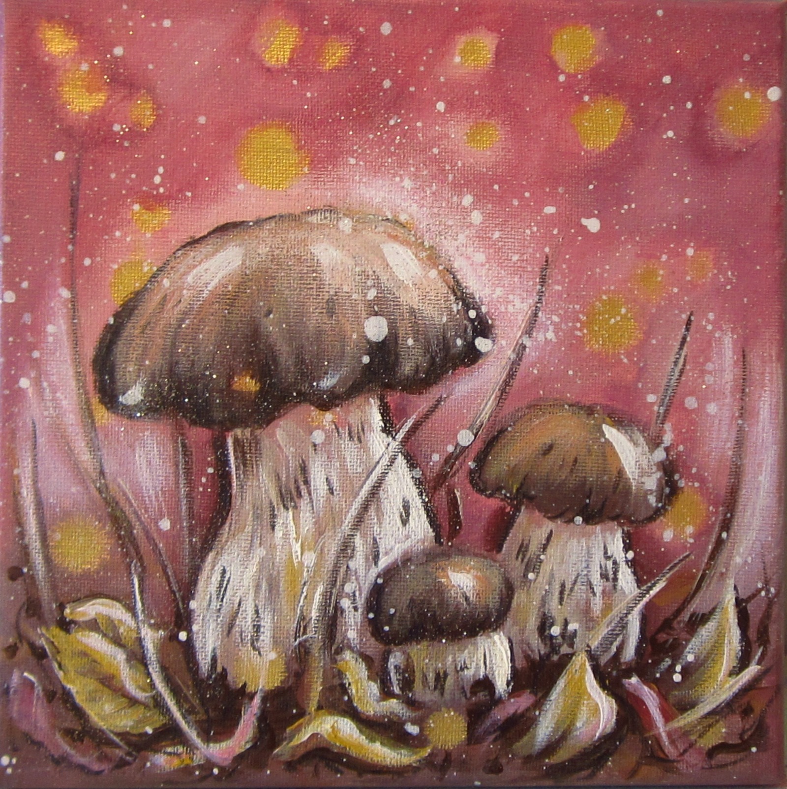 STEINPILZE II - herbstliches Bild mit Pilzen 20cmx20cm von Christiane Schwarz 5