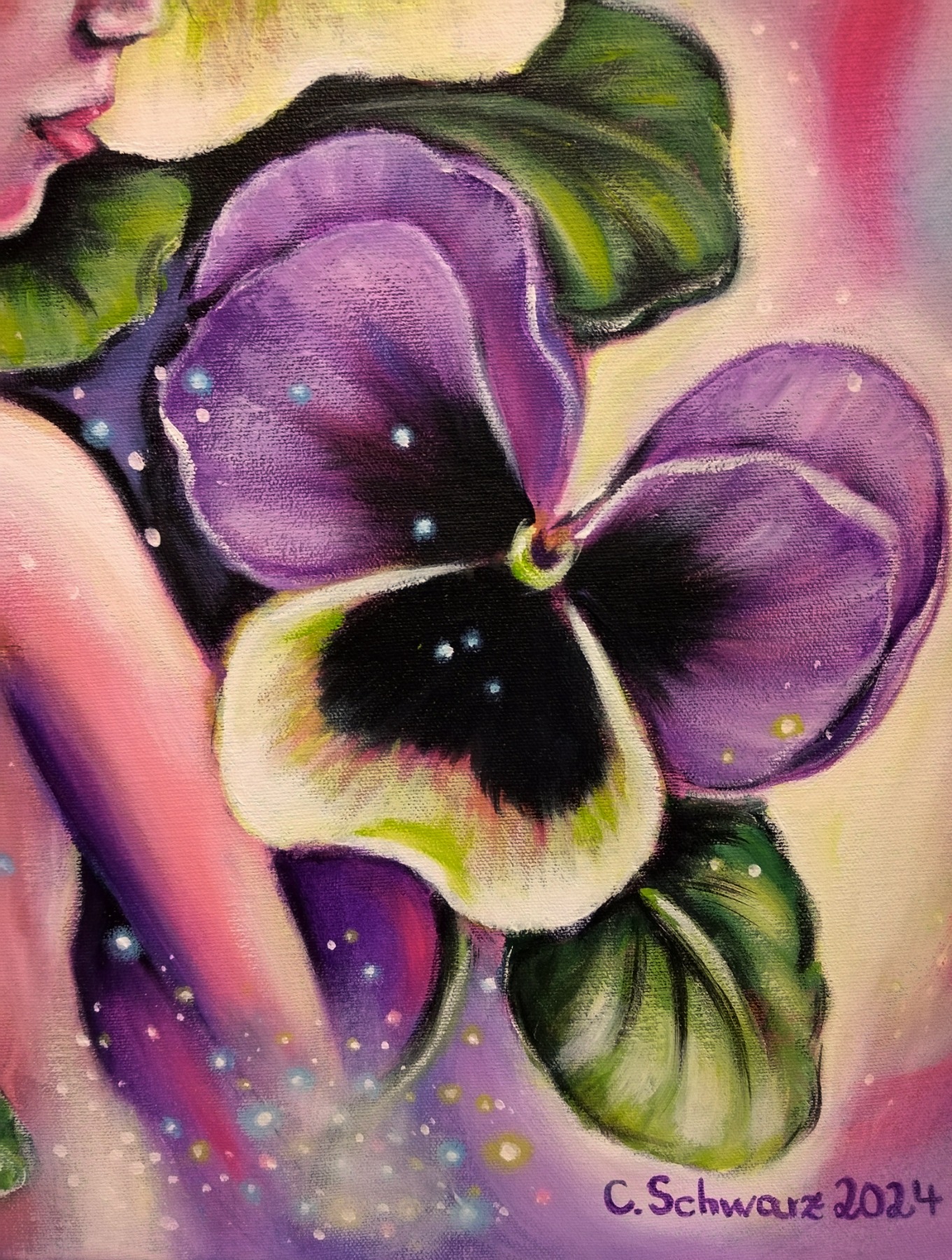 MAGICAL VIOLET GARDEN - romantisches Stiefmütterchenbild von Christiane Schwarz 50cmx60cm 8