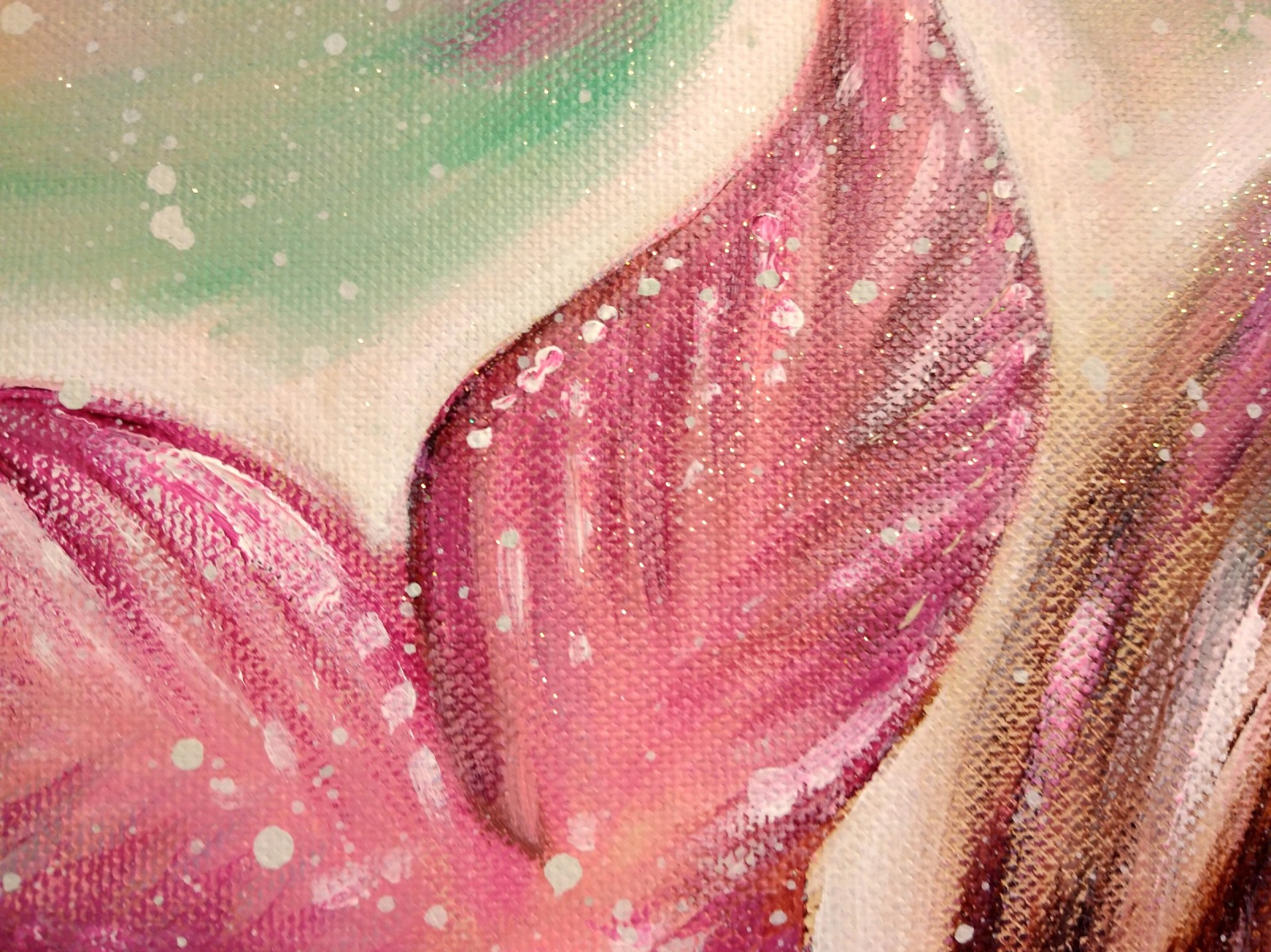 PRETTY LITTLE MERMAID - surrealistisches Acrylgemälde mit einer Nixe 30cmx30cmx3,7cm von Christiane