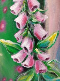 FINGERHUT-NYMPHE - künstlerisches Frauengemälde mit Fingerhüten 65cmx92cm - Acrylmalerei