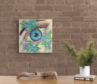 FORGET-ME-NOT-EYE - künstlerisches Bild mit Auge und Vergißmeinnicht - Blüten auf Leinwand