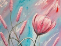 Acrylgemälde Swinging meadow flowers - farbenfrohes Mohnblumenbild von Christiane Schwarz