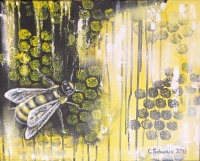 HONEY BEE - abstraktes Leinwandbild 50cmx40cm, moderne Kunst, Künstlerin Christiane Schwarz