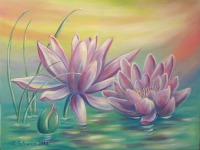 RAINBOW WATERLILIES - tolles Seerosenbild 80cmx60cm von der Künstlerin Christiane Schwarz aus Olsbe