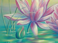 RAINBOW WATERLILIES - tolles Seerosenbild 80cmx60cm von der Künstlerin Christiane Schwarz aus