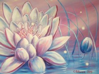 MAGIC WATERLILY - tolles Leinwandbild 80cmx60cm, Künstlerin Christiane Schwarz 4