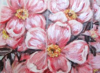 WILDE ROSEN - Leinwandbild 50cm x 60cm, handgemaltes Blumenbild mit Heckenrosen gemalt von