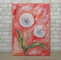 Acrylgemälde DANDELIONS IN LOVE - Kunst Bild Blumen Malerei Natur Leinwand 50cmx70cm - Künstlerin