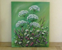 GLITZERNDE WIESENBLUMEN - wunderschönes Blumenbild mit irisierendem Glitter 50cmx60cm - Künstlerin