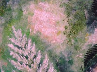 Frosted fern and falling leaves - Acrylbild mit Farn und fallenden Blättern, Acrylmalerei