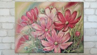 COSMEA - SCHMUCKKÖRBCHEN - Blumenbild mit Metallikakzenten und Glitter auf Leinwand 80cm x 60cm 2