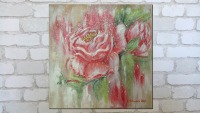 MOTHERS DAY ROSES - abstraktes Acrylgemälde mit Metallikeffekten und Glitter auf Leinwand 60cm x