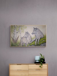 WOLFSPAAR - Acrylgemälde Kunst Bild Naturmalerei Wölfe Natur 100cmx60cm 4