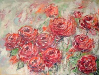 ROSENGARTEN - abstraktes Rosenbild auf Leinwand 80cmx60cm, handgemalt mit Acrylfarben von Christiane