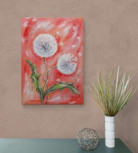 Acrylgemälde DANDELIONS IN LOVE - Kunst Bild Blumen Malerei Natur Leinwand 50cmx70cm - Künstlerin