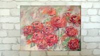 ROSENGARTEN - abstraktes Rosenbild auf Leinwand 80cmx60cm, handgemalt mit Acrylfarben von Christiane